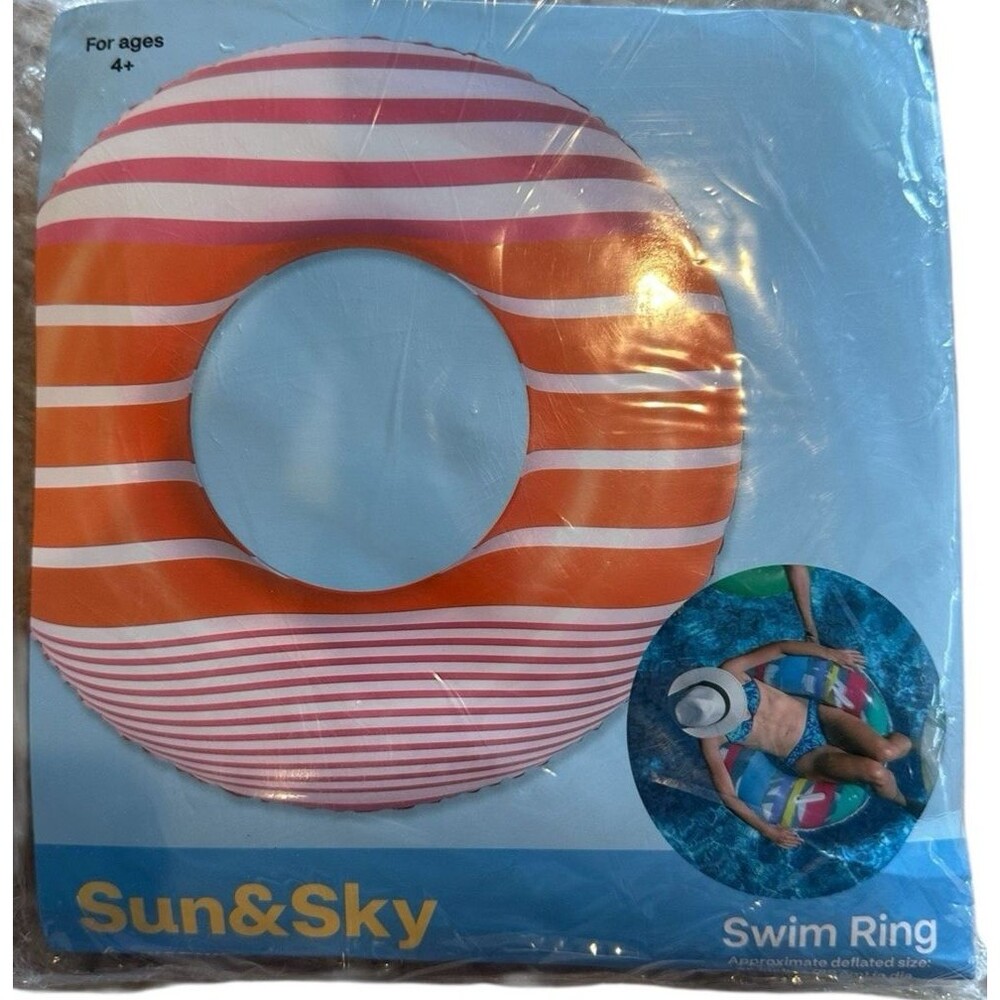 Sun & Sky 35" Inflatable Swim Ring Floating Tube Swimming Pool Device Orange